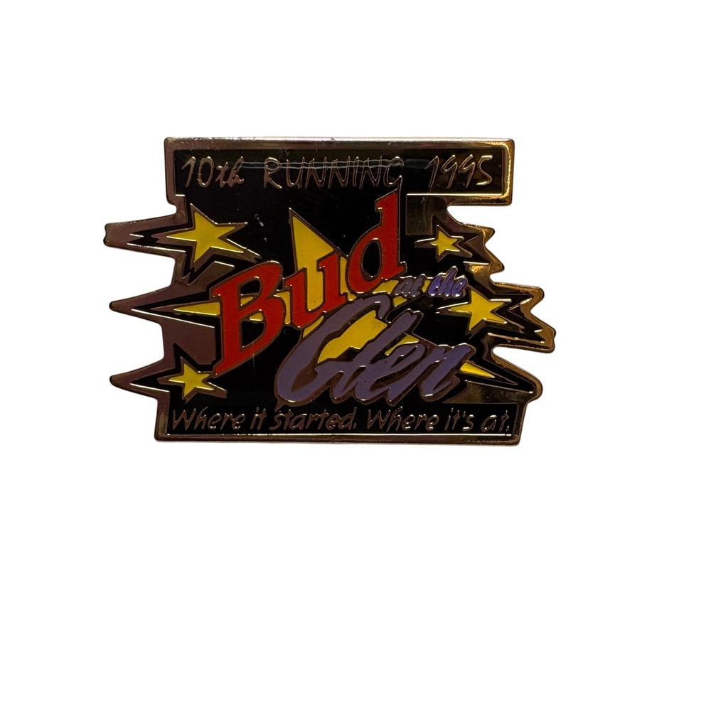 Vintage Bud at the Glen 10th Running 1995 NASCAR Racing Enamel Lapel Pin Gold